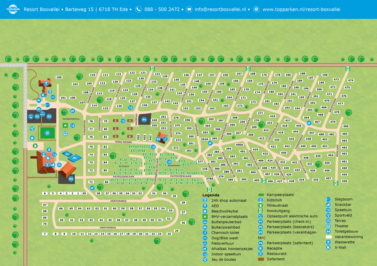 Plattegrond van Resort Bosvallei